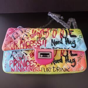 Graffiti Me Crossbody Shoulder Purse Handbag Vegan Leather with Chain Strap NWOT
